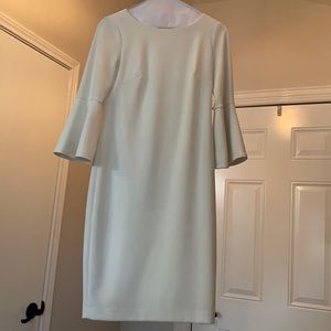 Calvin Klein white dress with bell sleeves
